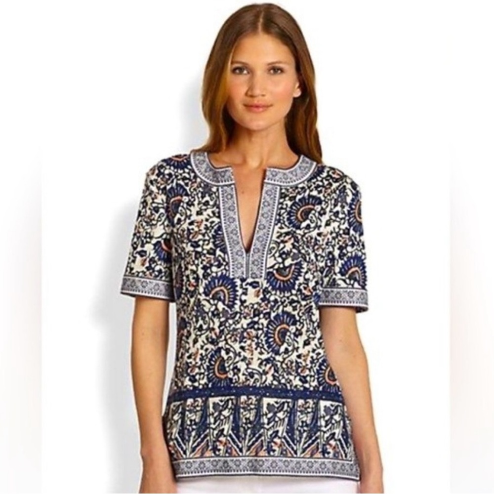 Tory Burch- Brinda Print Linen Tunic